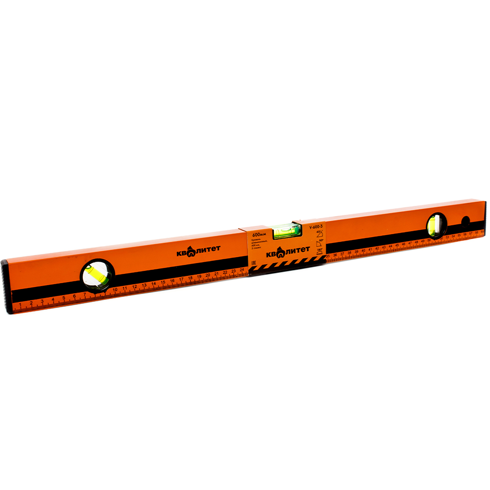 Уровень алюминиевый Квалитет 600 мм 3 глазка У-600-3