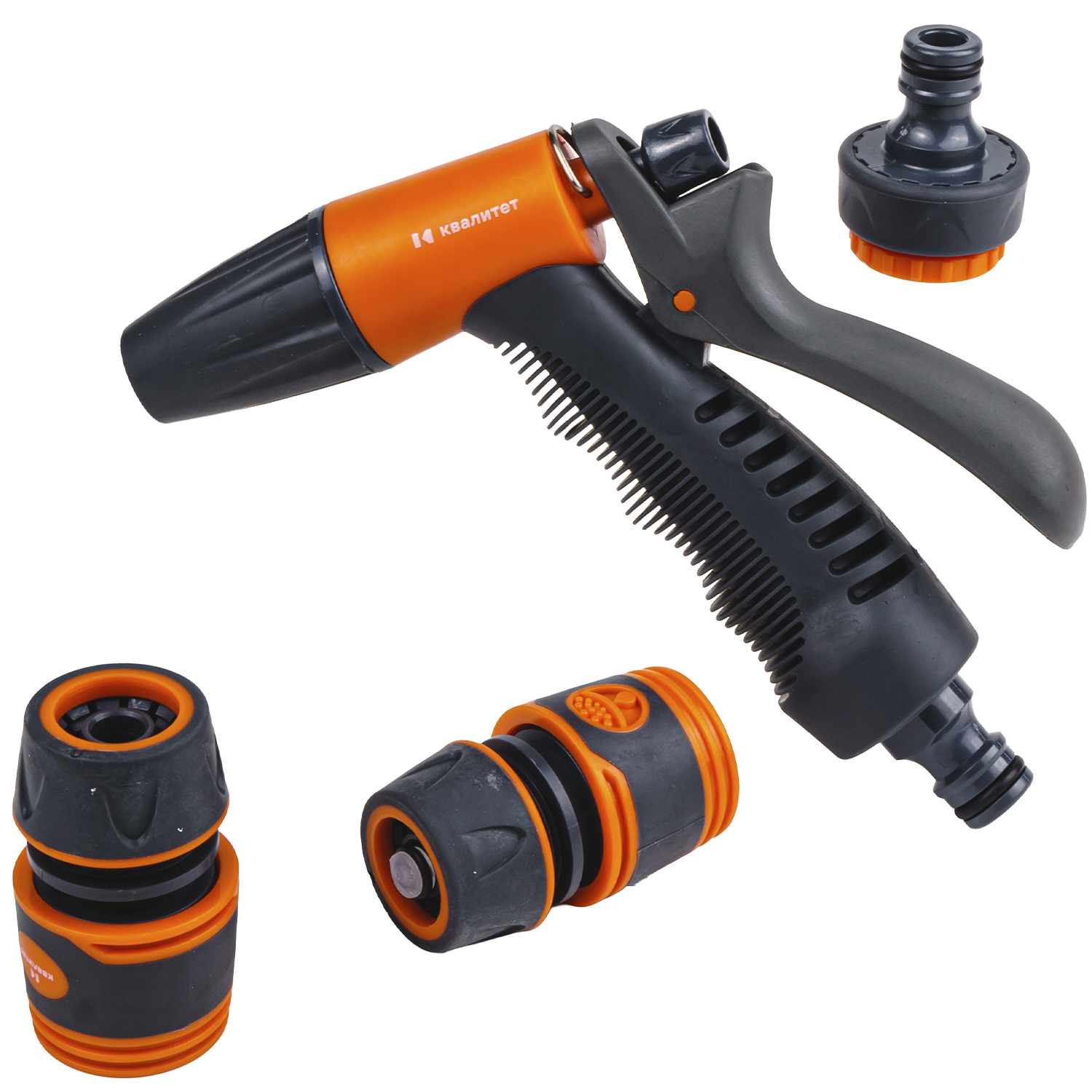 Набор для полива Квалитет 1/2" с пластиковым пистолетом-распылителем 4 предмета НП-ПП-12-4