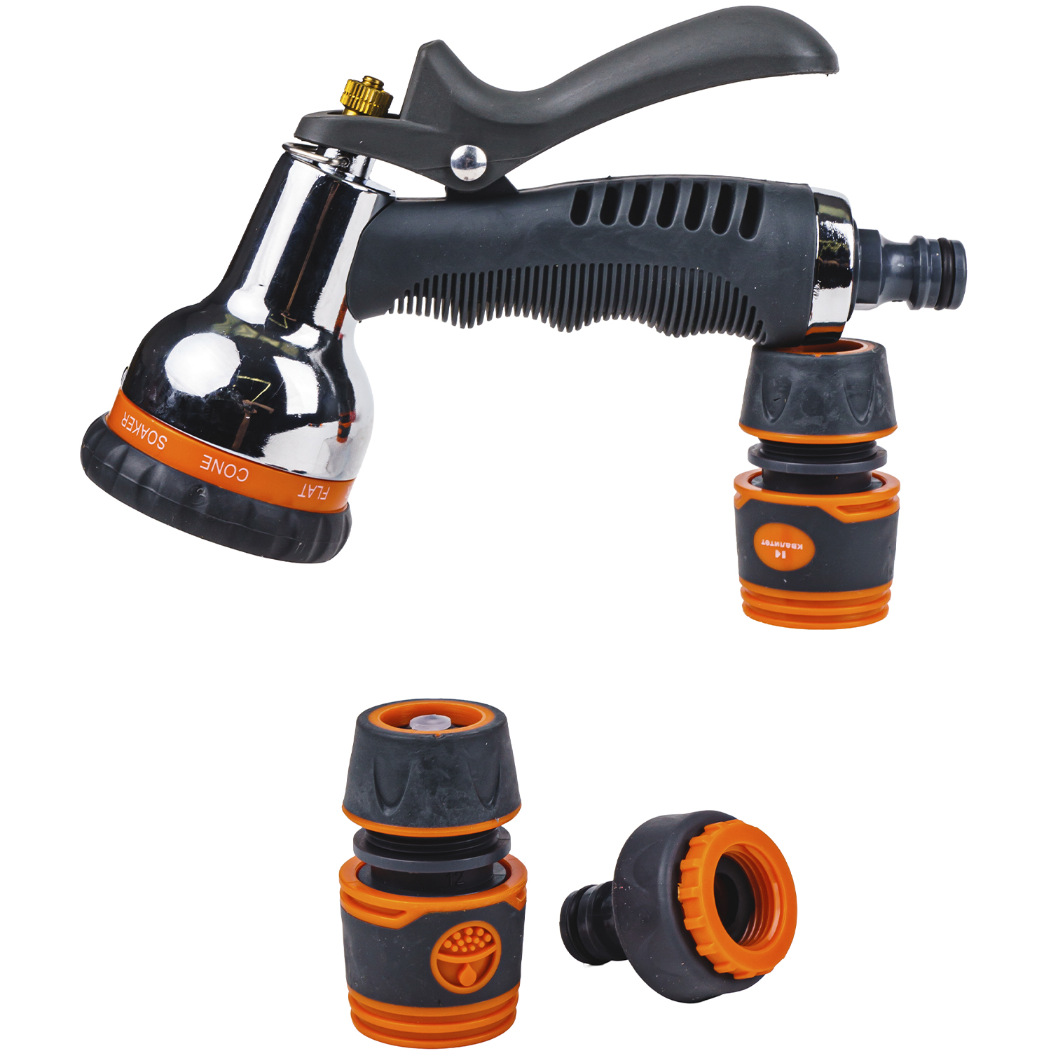 Набор для полива Квалитет 1/2" с металлическим пистолетом-распылителем 4 предмета НП-МП-12-4