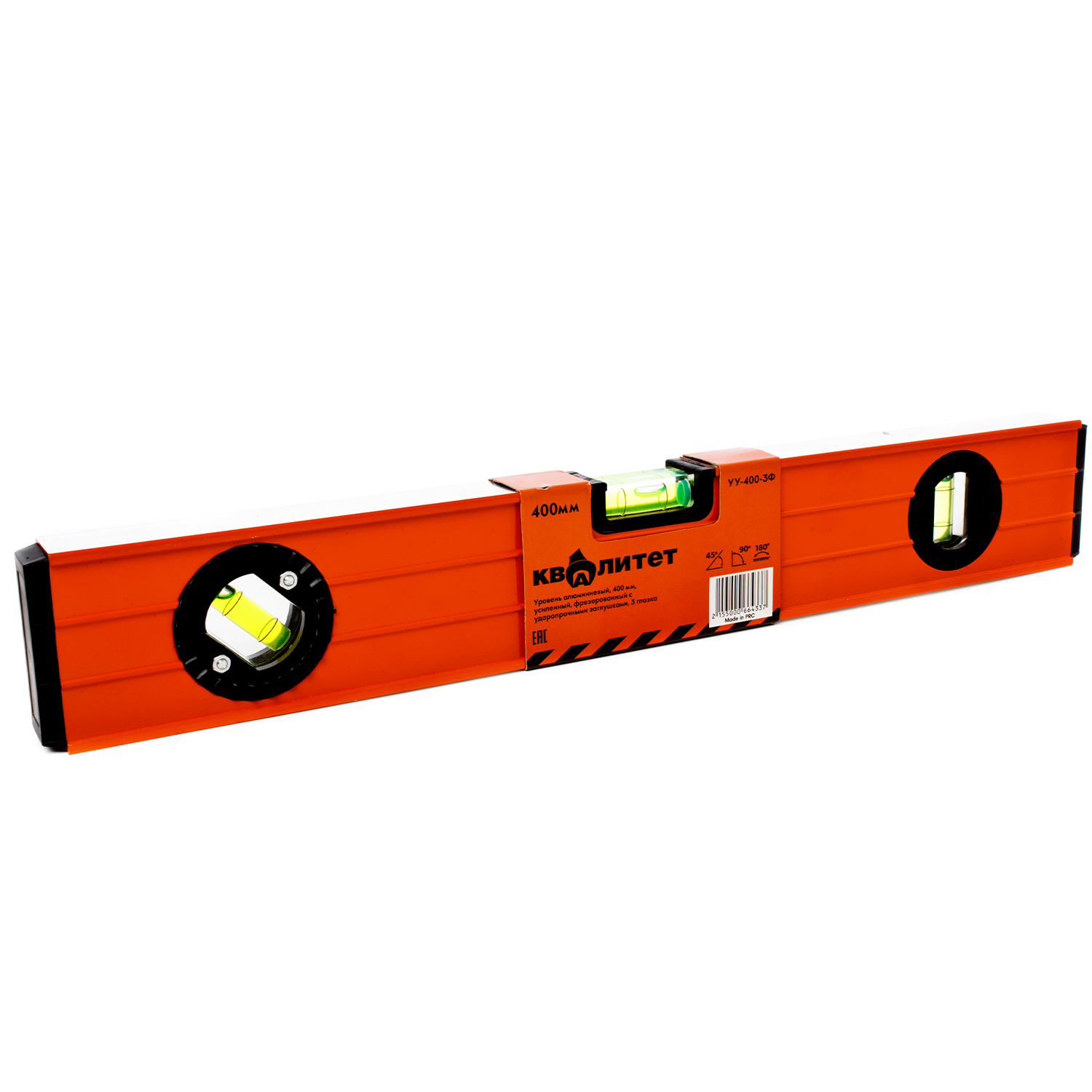 Уровень алюминиевый Квалитет усиленный 400 мм 3 глазка УУ-400-3Ф