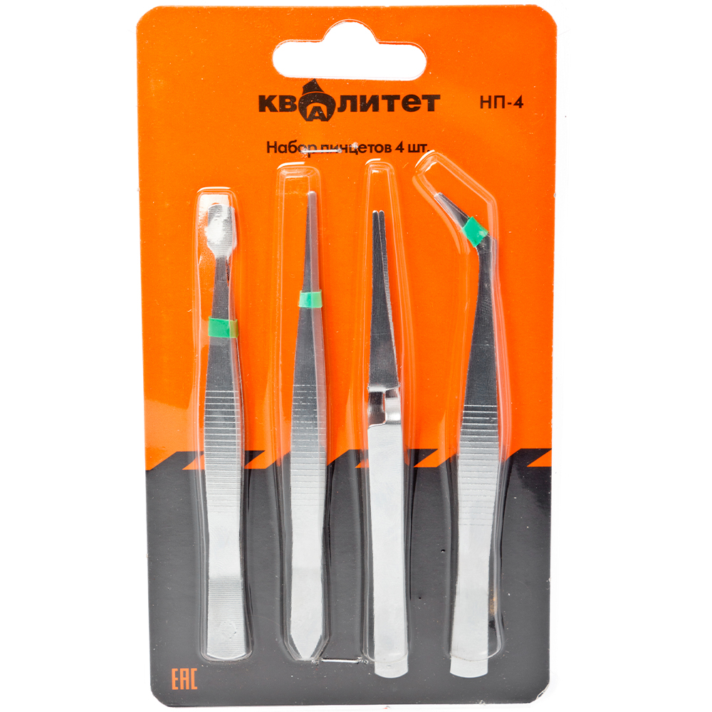 Набор пинцетов Квалитет 4 шт. НП-4