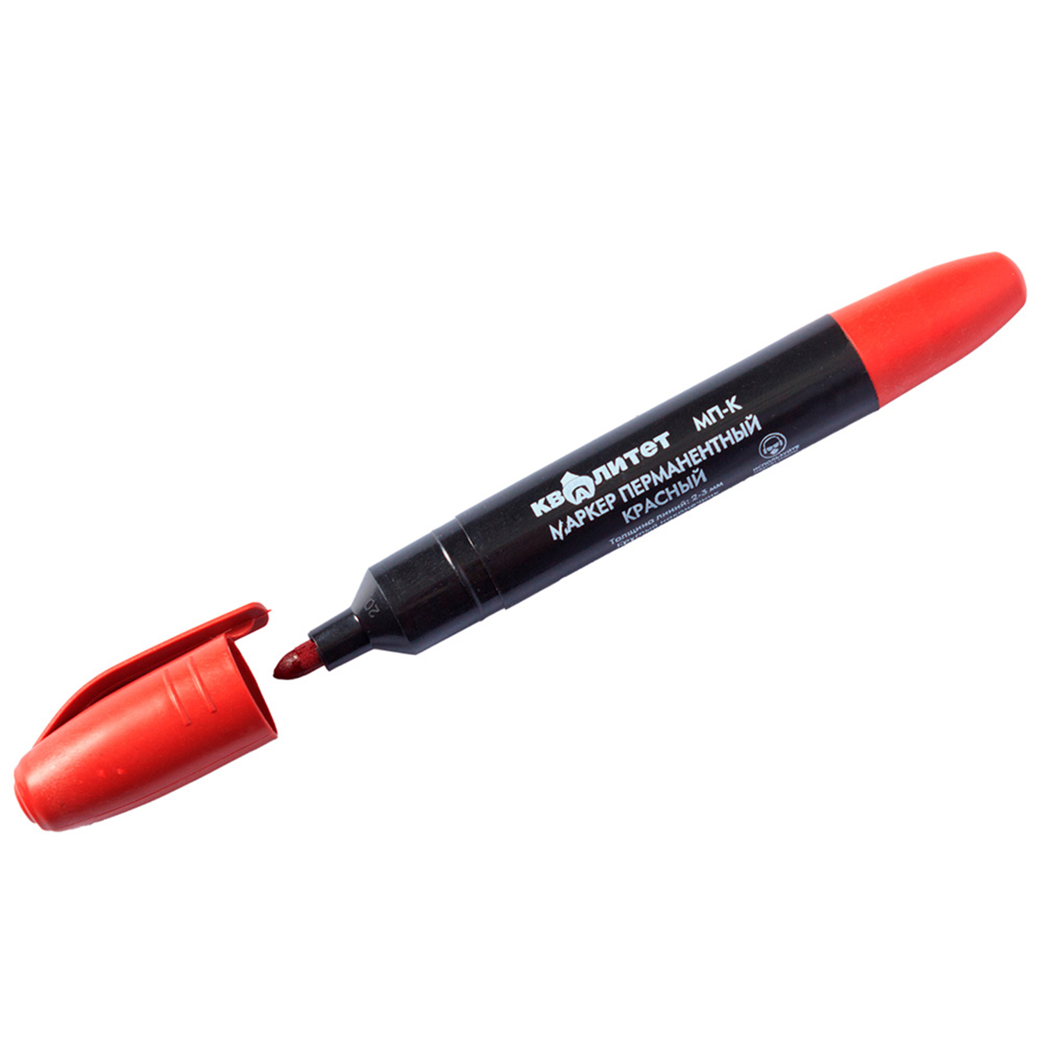 Маркер перманентный КВАЛИТЕТ красный (толщина линии 2-3 мм) круглый наконечник МП-К