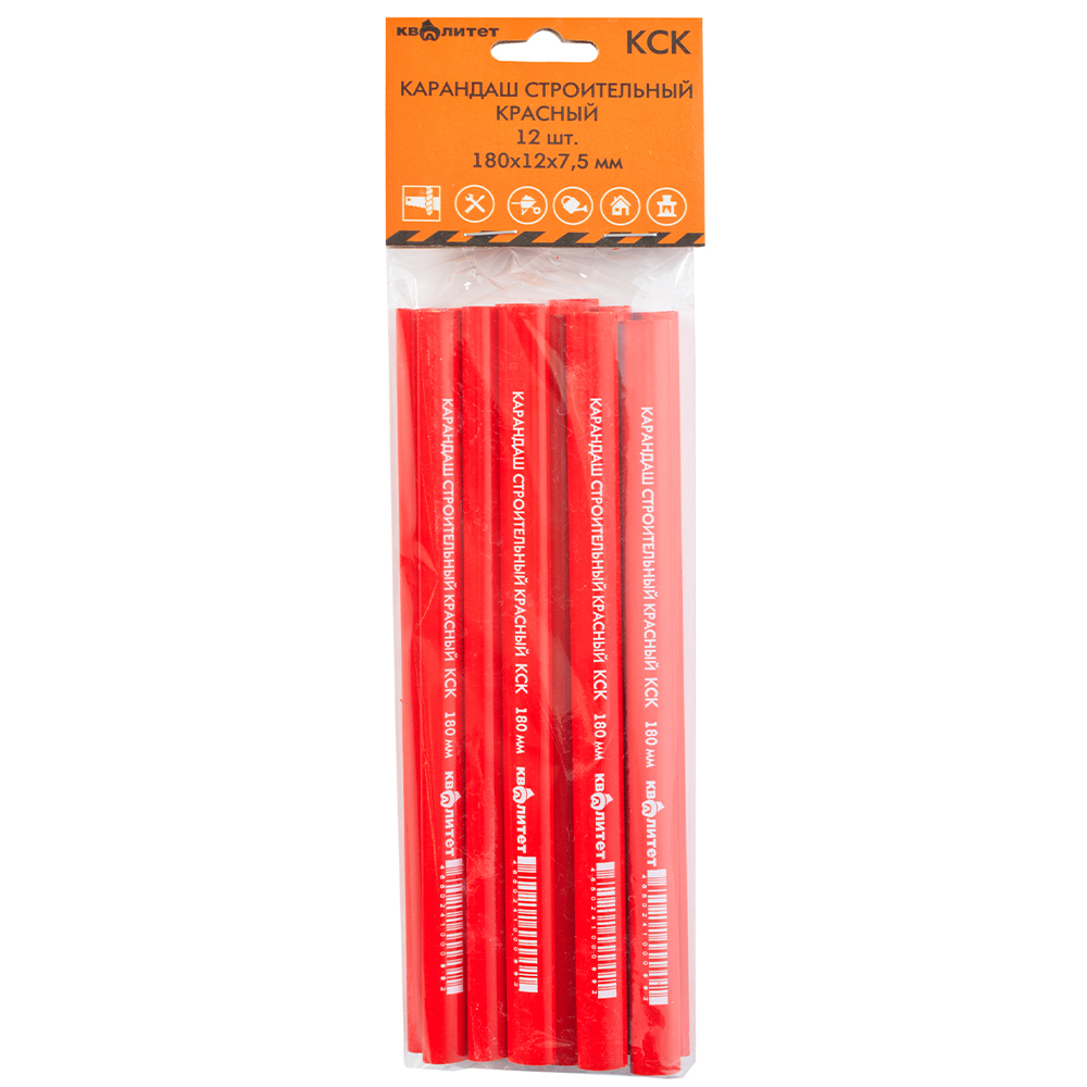 Карандаш Квалитет строительный красный, 12шт КСК