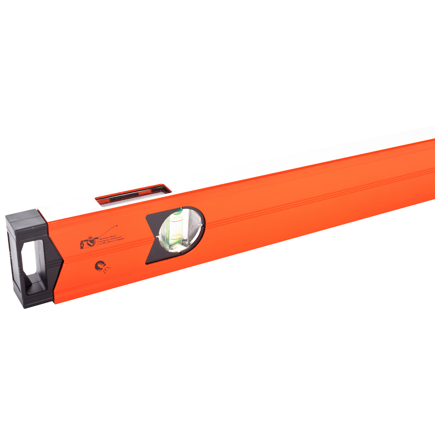 Уровень алюминиевый Квалитет усиленный магнитный 1000 мм 2 глазка + 1 зеркальный УУ-1000-3ФМ